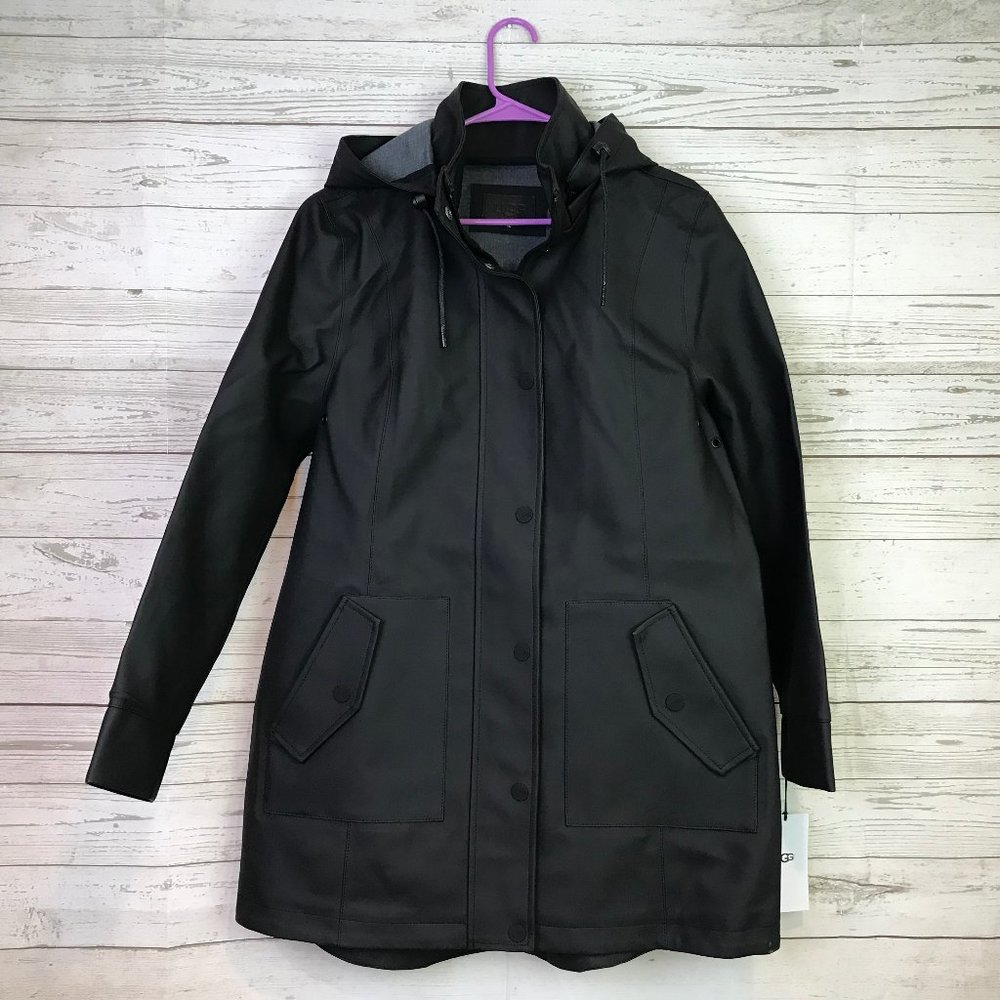UGG Australia Black Rylie Rain jacket coat XL NEW